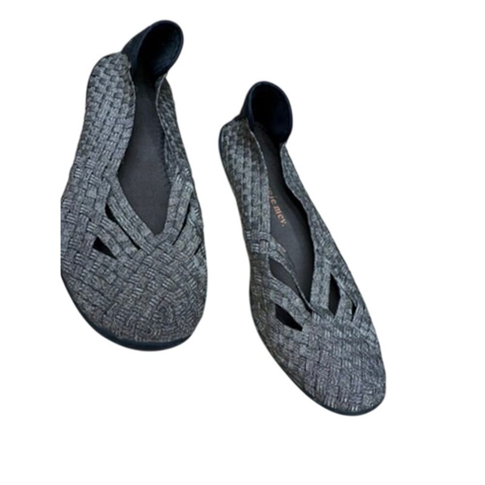 "BERNIE MEV" Basket Weave Women's Woven Gold / Champagne Slip On Casual SZ 39